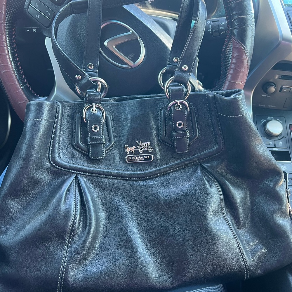 Coach Black Leather Shoulder Bag
